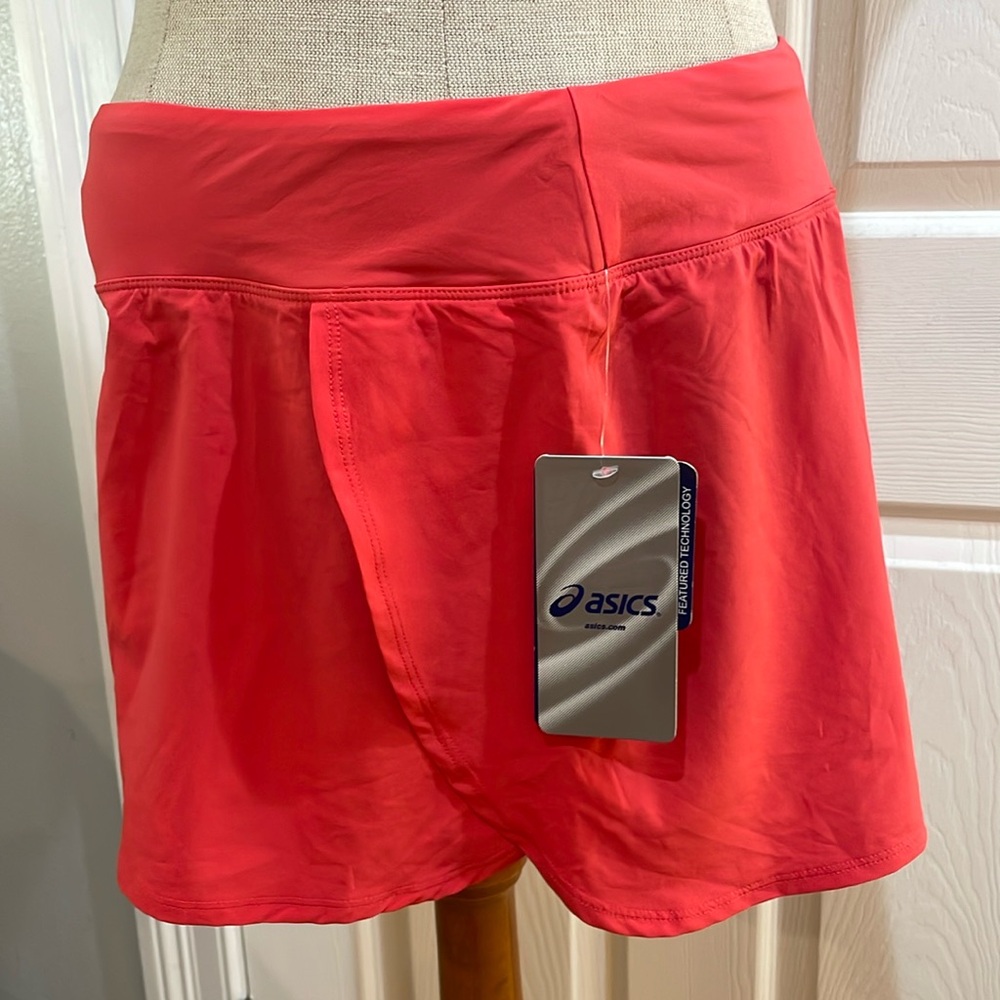 ASICS skort skirt with attached shorts pocket stretch orange women’s size XS